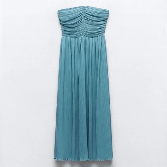 ZARA PLEATED MIDI DRESS - Picture 13 of 14